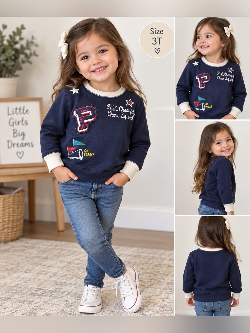 Polo by Ralph Lauren Navy Sweatshirt with Cheer Patches